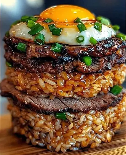 Korean BBQ Beef Rice Stack