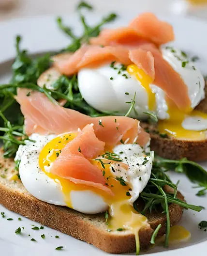 Smoked salmon and egg sandwich