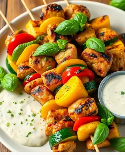 Basil Chicken Skewers AI
