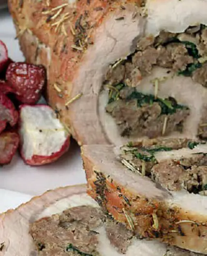 Sausage Stuff Pork Tenderloin with Adobo Chipotle Sauce
