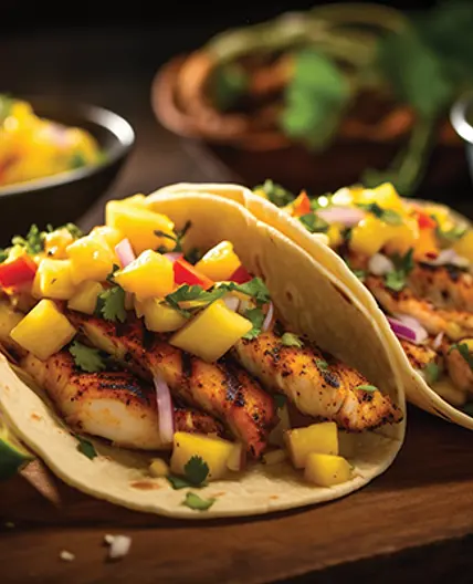 Grilled Mahi Fish Tacos With Mango-Avocado Salsa
