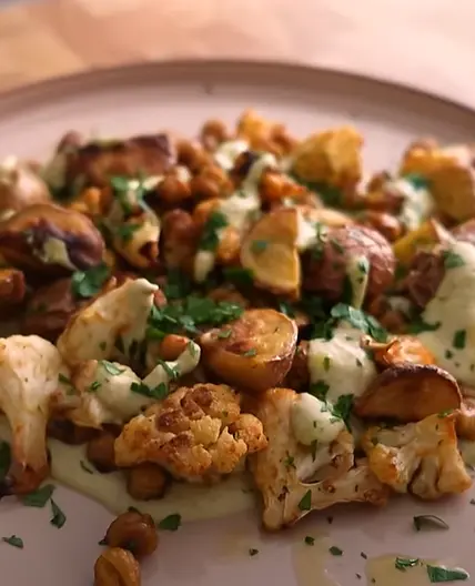 Sheet Pan Cauliflower Chickpea Tahini by Merle O'Neal