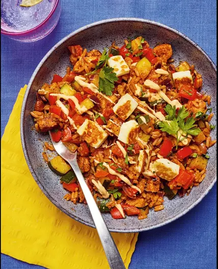 Honey Chipotle Chicken and Halloumi