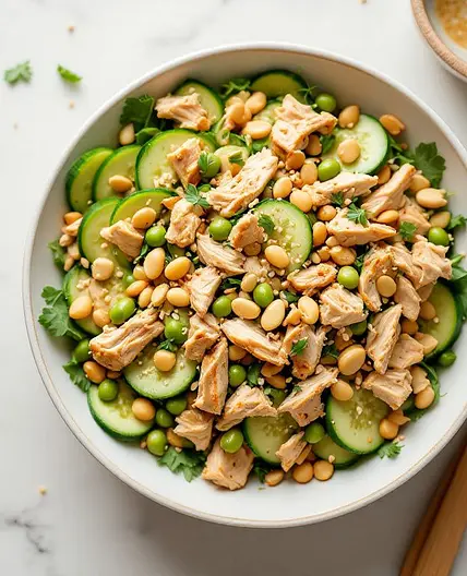 High-Protein Creamy Peanut Cucumber Chicken Salad