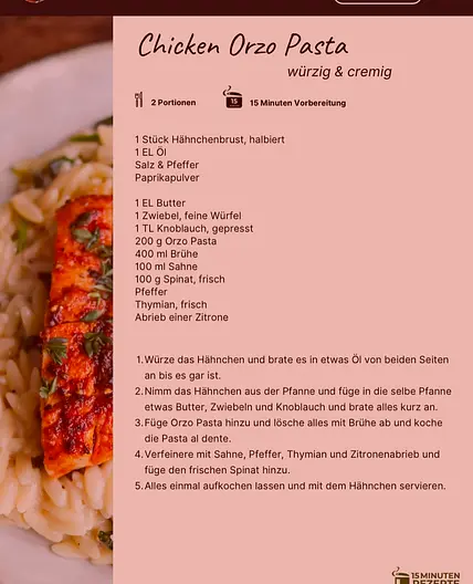Orzo Pasta mit Hähnchen