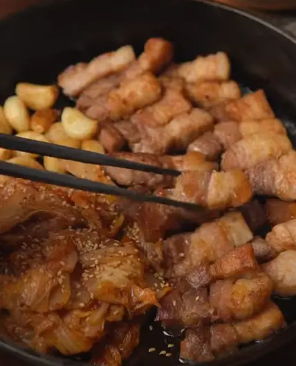Pork Belly with Stir-Fried Kimchi