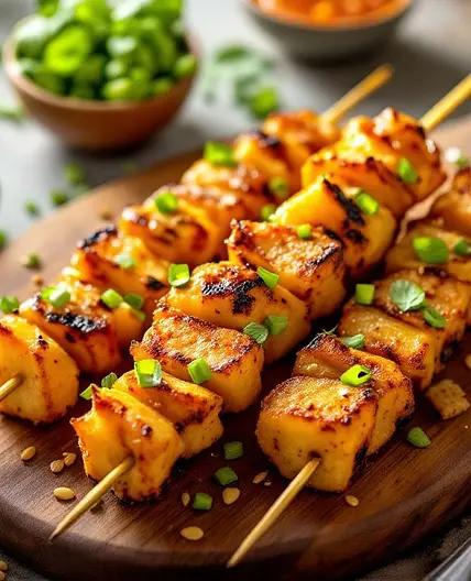 Upgraded Chipotle Pineapple Bang Bang Chicken Skewers