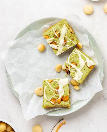 Coconut Matcha Macadamia Bars