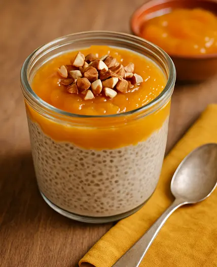 Blanc manger aux amandes et compote d'abricot