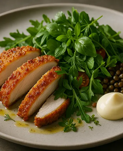 Parmesan Chicken with Herb Salad