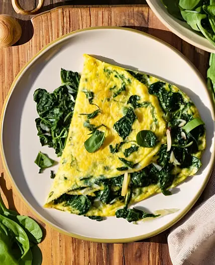 Tortilla de espinacas y cebolla