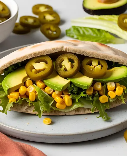 Pan de pita relleno vegano