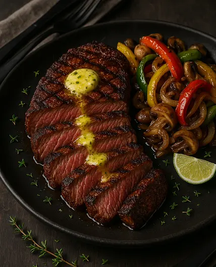 High-Protein Grilled Chili Steak with Garlic-Lime Butter