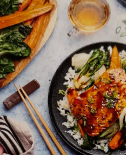 Teriyaki Salmon Bowls over Sushi-Style Rice