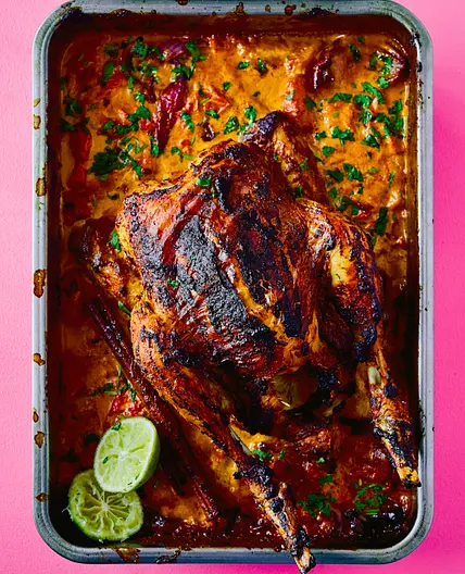One Tin Whole Butter Chicken with Sweet Potatoes & Red Onion - Rukmini Iyer