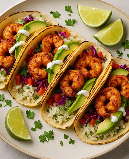 Cajun Shrimp Tacos with Cilantro-Lime Rice