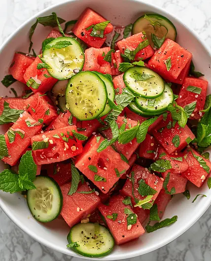 Watermelon Cucumber Salad
