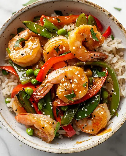 Ginger Garlic Shrimp Stir-Fry with Brown Rice