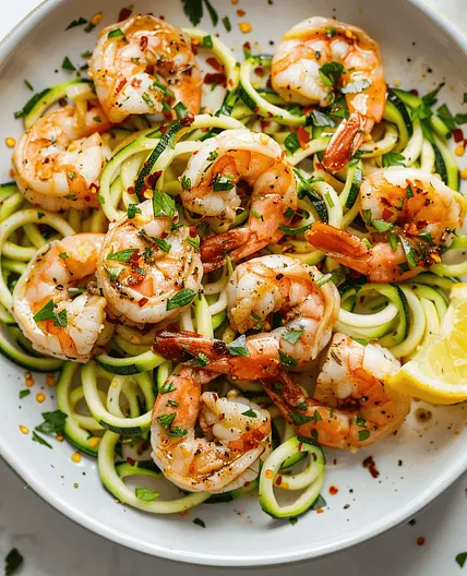Lemon Garlic Shrimp with Zucchini Noodles