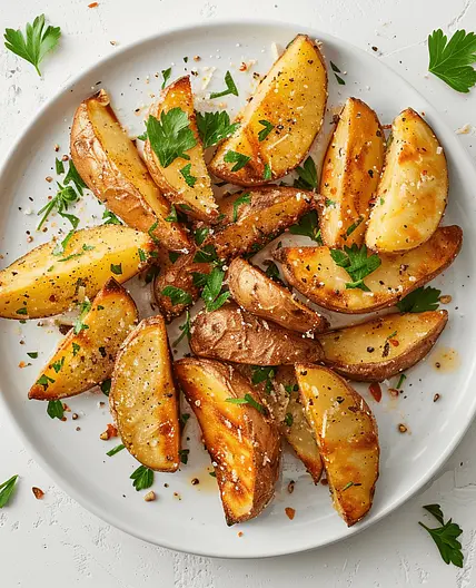 Crispy Parmesan Garlic Potato Wedges