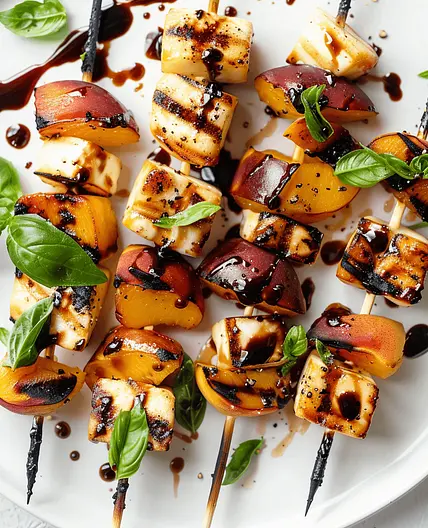 Grilled Peach and Halloumi Skewers