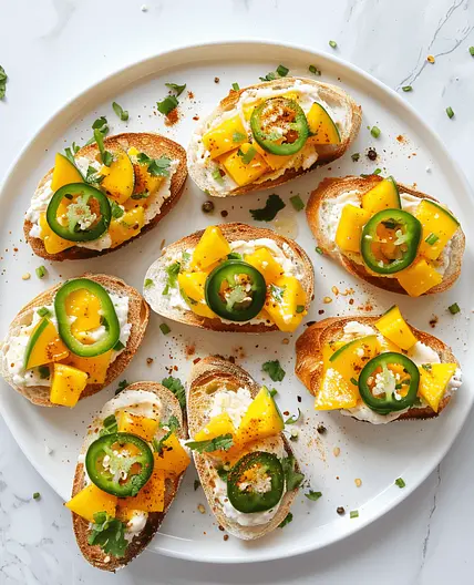 Spiced Mango Jalapeño Crostini