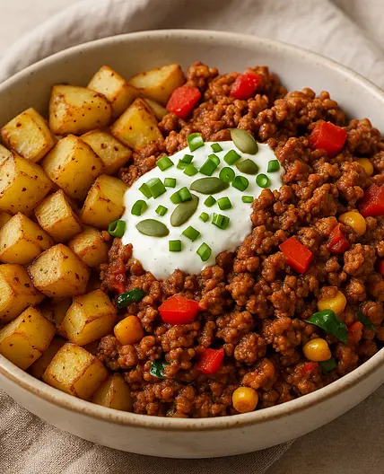 🥔 Poêlée mexicaine gourmande aux pommes de terre x3 📊 563 kcal | 43P • 66G • 15L • 12F