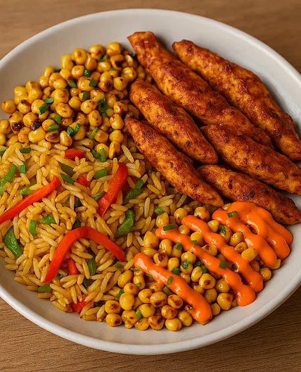 🌶️ Fajitas de poulet épicées et riz basmati x2 📊 510 kcal | 33P • 62G • 12L • 5F