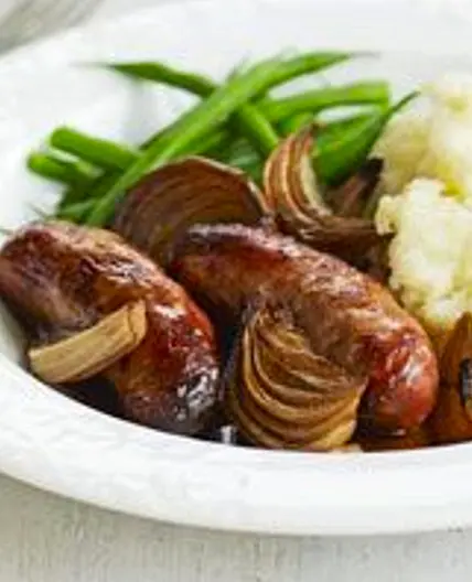 Sausage and onion gravy made in the ninja health grill XL