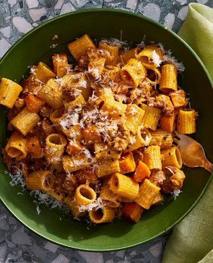Pasta alla Norcina with Roasted Squash