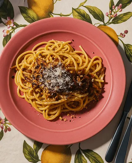Pasta with Hazelnuts, Mushrooms, and Pecorino