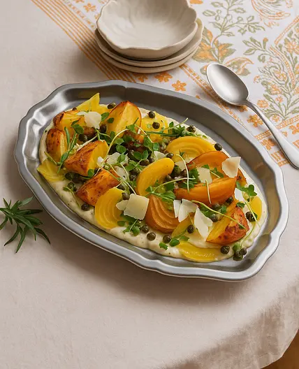 Yellow Beets with Tartar Sauce and Capers