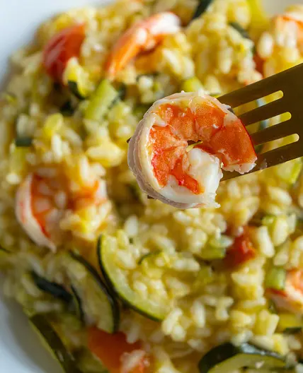 Zucchini and prawn risotto