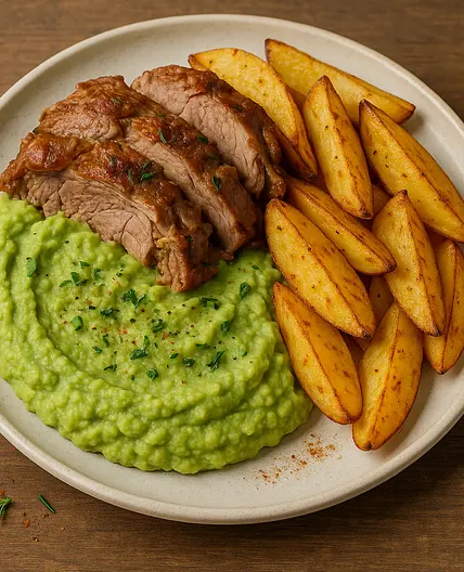 Epaule agneau, purée edamames et pommes de terre