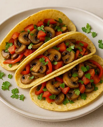 Tacos veganos de champiñones al comino