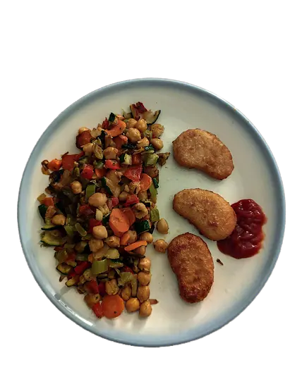 SALTEADO DE VERDURAS CON NUGGETS