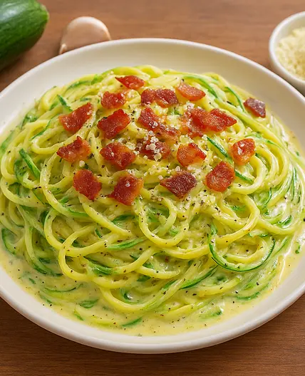 Spaghettis de courgette sauce fromagé