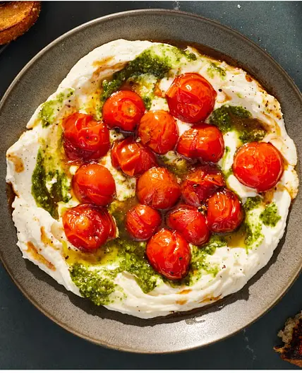 Whipped Mozzarella Dip With Burst Cherry Tomatoes