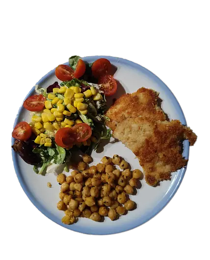 PECHUGA CON GARBANZOS Y ENSALADA