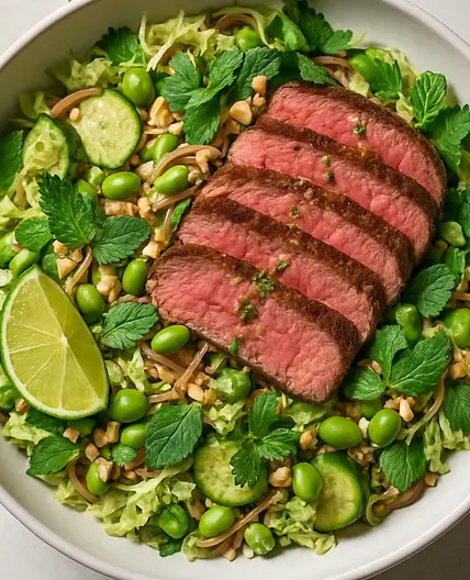 Healthy High-Protein Steak & Rice Noodle Salad