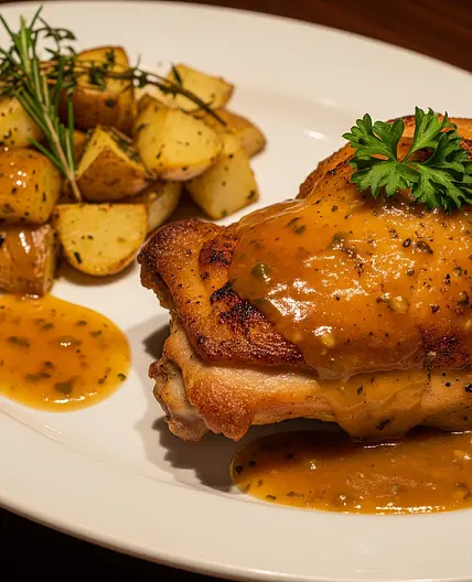 Garlic chicken with mushrooms