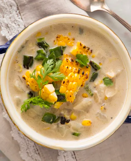 Roasted Corn and Poblano Potato Chowder