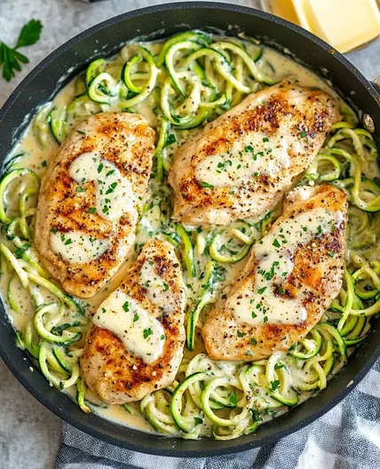 Keto Chicken Alfredo with Zoodles