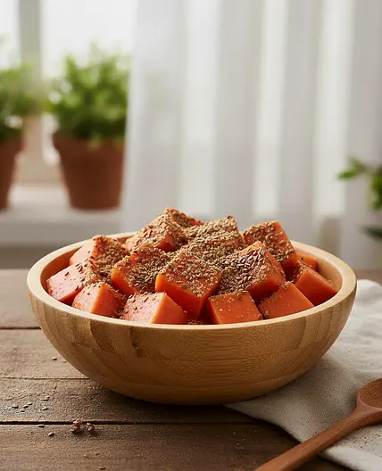 Mamão com farinha de linhaça