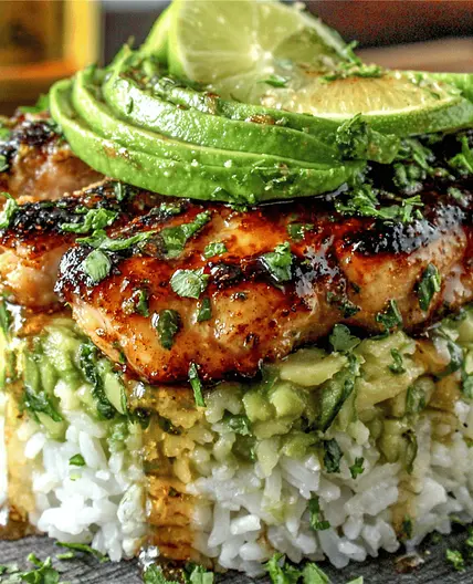Honey Lime Chicken & Avocado Rice Stack