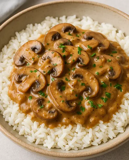 🍄 Dijon Mushroom Stroganoff with Rice