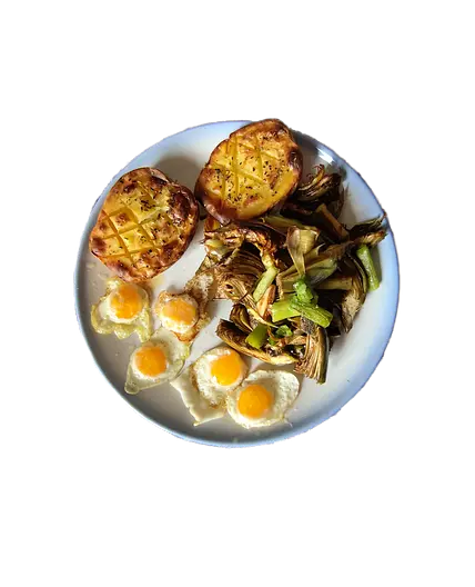 PATATAS AL HORNO CON ALCACHOFAS