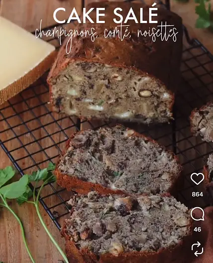 Cake Salé Champignons, Noisettes, Comté