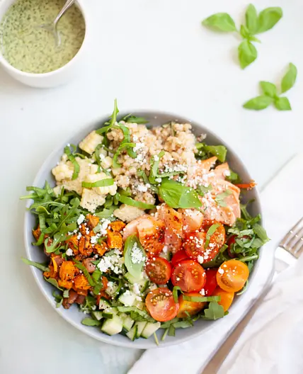 Salmon, Sweet Potato, and Chimichurri Salad