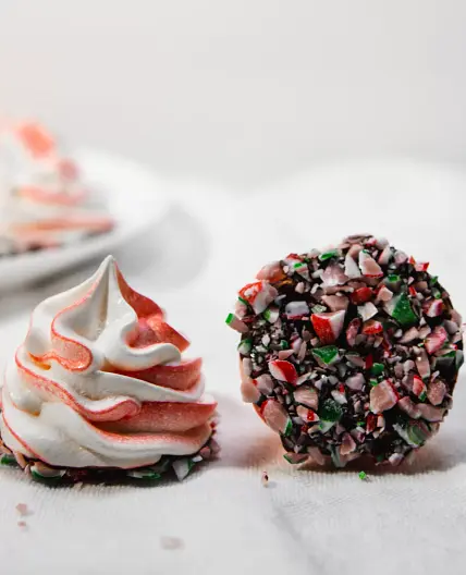 Chocolate Dipped Peppermint Meringues